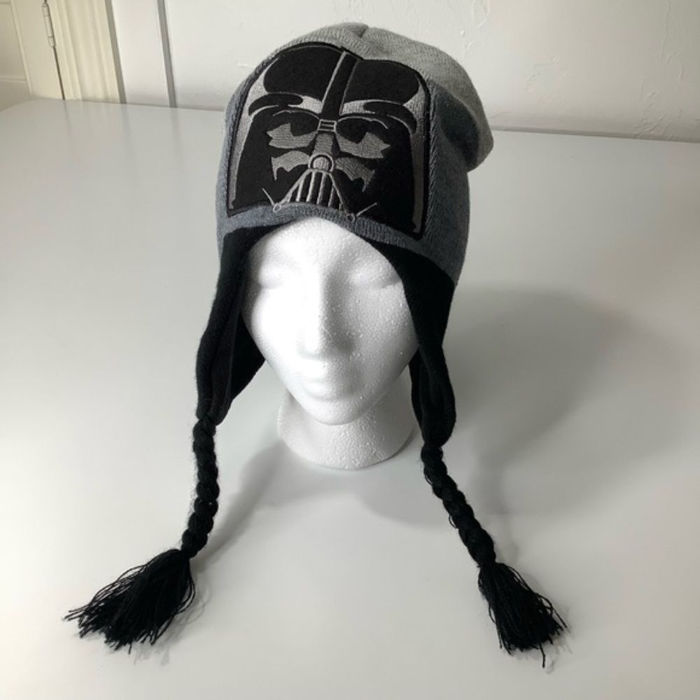 Star Wars Darth Vader beanie hat with braids size OSFM EUC